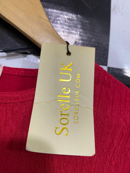 SORELLE UK |XS| BUST 14| A52| RED CUTOUT-DETAIL TIE-SLEEVE TECHNICAL UTILITY BOLERO TOP
