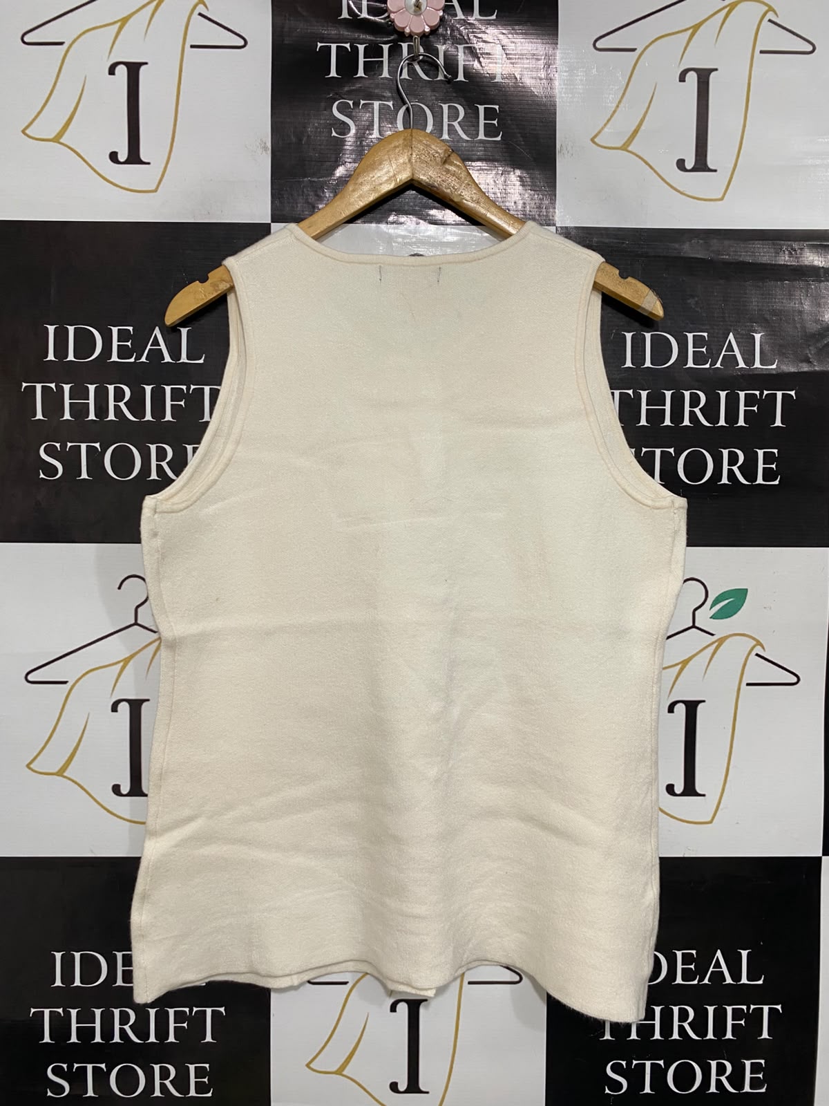 F&F |L| BUST 20| A52| CREAM GOLD-BUTTON SLEEVELESS TECHNICAL UTILITY VEST TOP