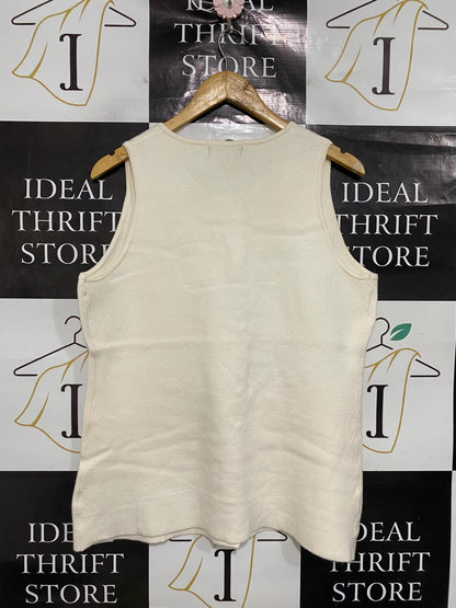 F&F |L| BUST 20| A52| CREAM GOLD-BUTTON SLEEVELESS TECHNICAL UTILITY VEST TOP