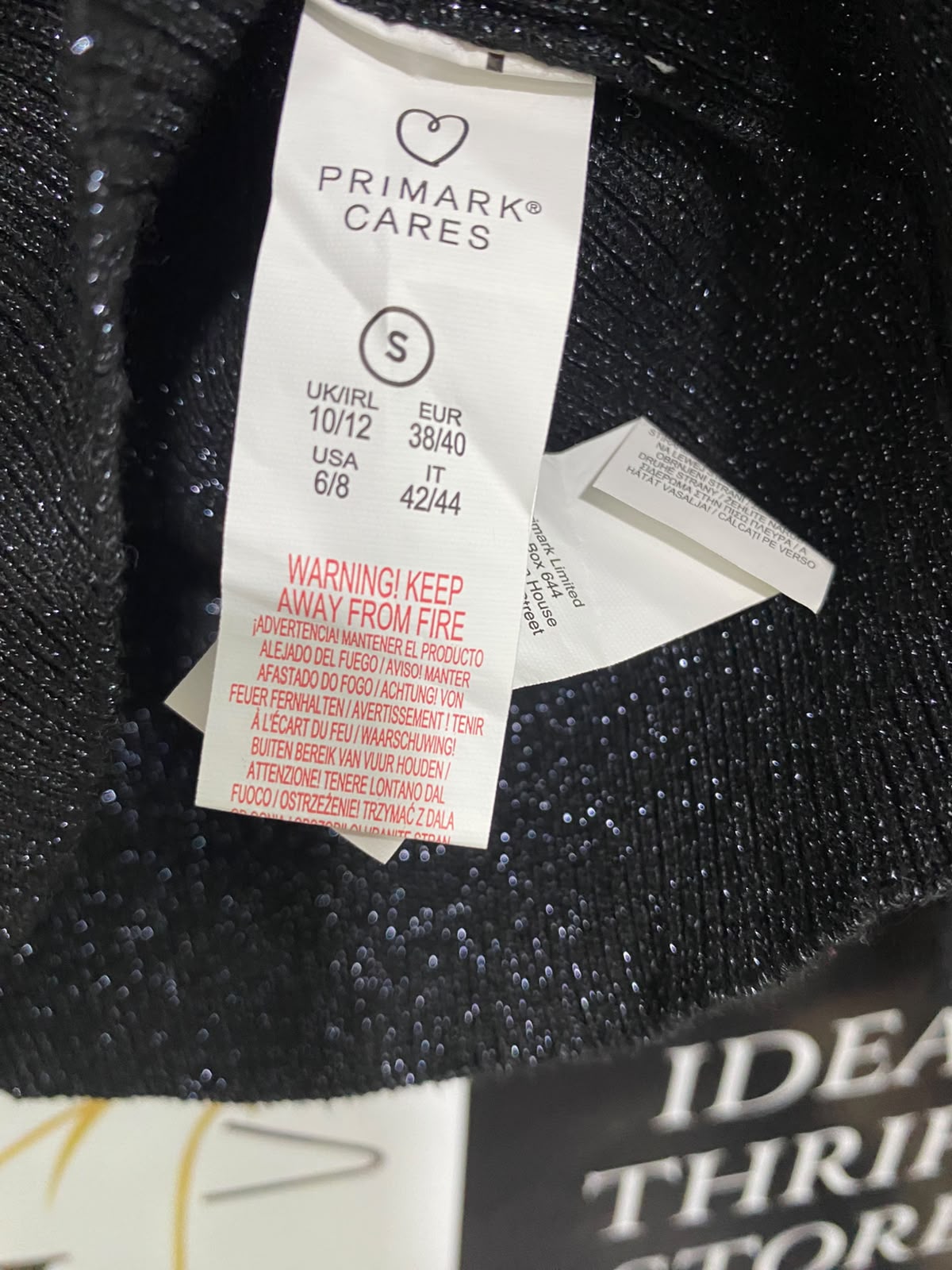 PRIMARK CARES |S| BUST 13| A52| BLACK GLITTER TURTLENECK TECHNICAL UTILITY SWEATER