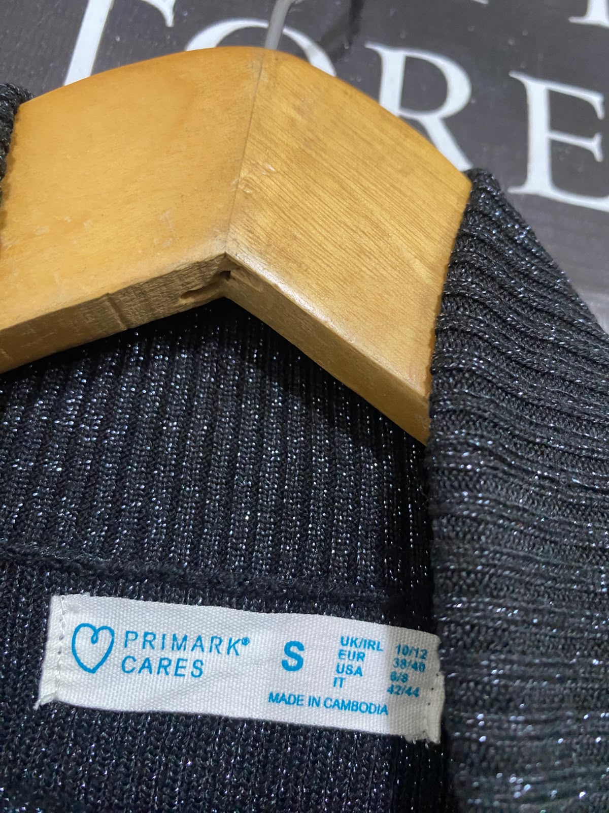 PRIMARK CARES |S| BUST 13| A52| BLACK GLITTER TURTLENECK TECHNICAL UTILITY SWEATER