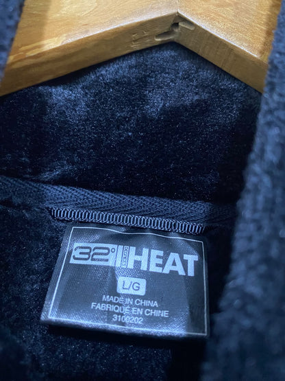 HEAT |L| BUST 20| A52| BLACK PLUSH FLEECE STAND-COLLAR TECHNICAL UTILITY JACKET