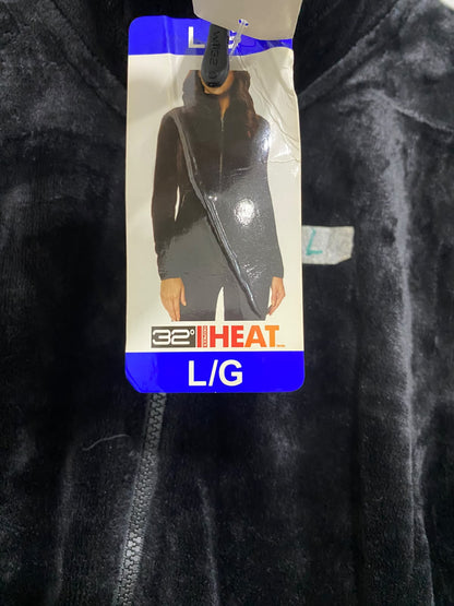 HEAT |L| BUST 20| A52| BLACK PLUSH FLEECE STAND-COLLAR TECHNICAL UTILITY JACKET