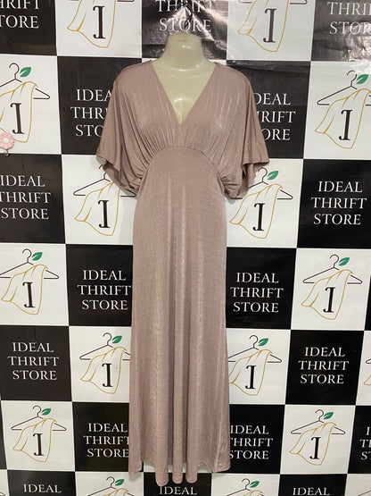 H&M |M| BUST 15| A52| MAUVE SHIMMER V-NECK TECHNICAL UTILITY MAXI DRESS