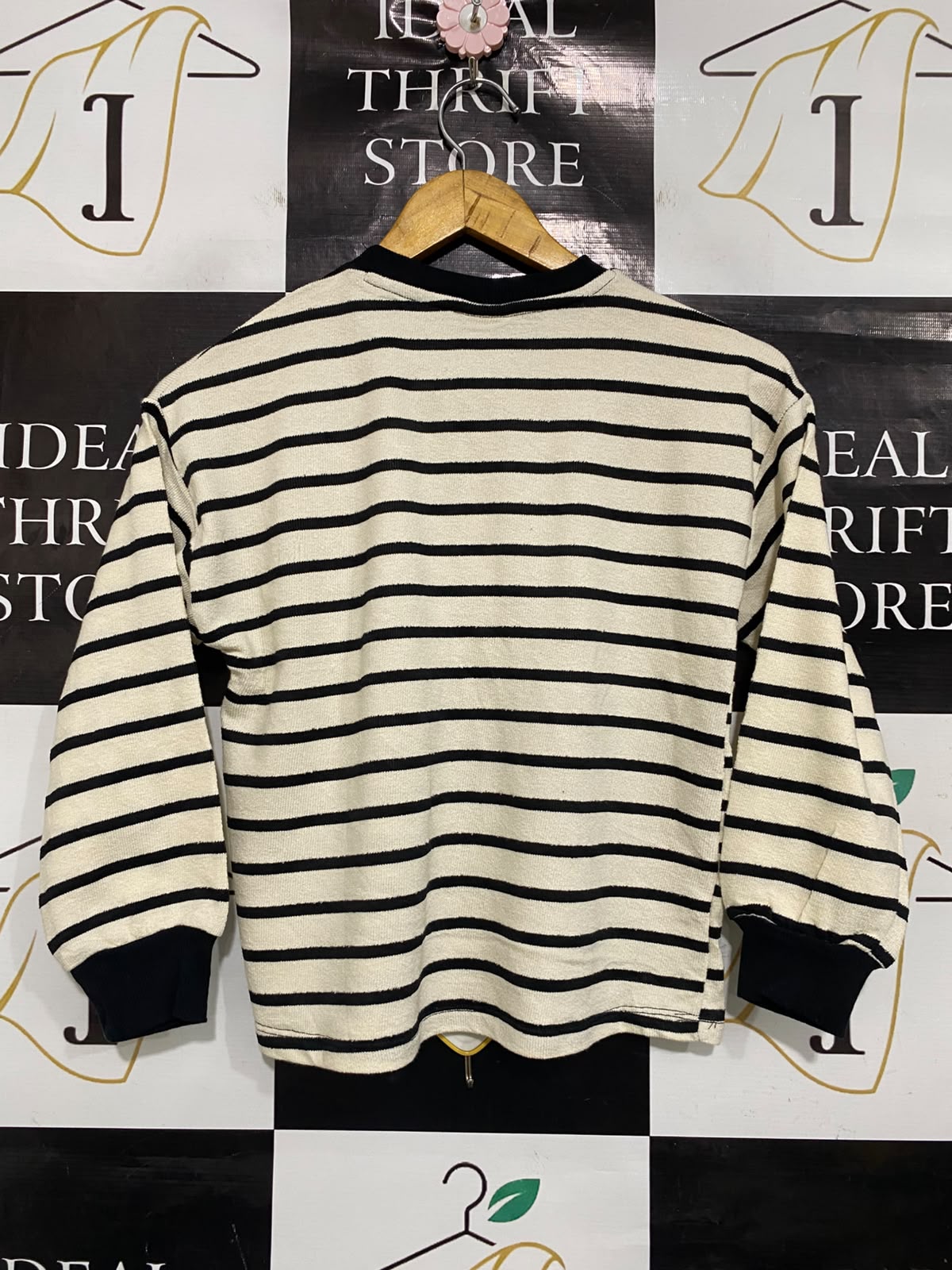 ZARA |S| BUST 17| A51| BLACK-AND-WHITE STRIPED CREW-NECK TECHNICAL UTILITY LONGSLEEVE TOP