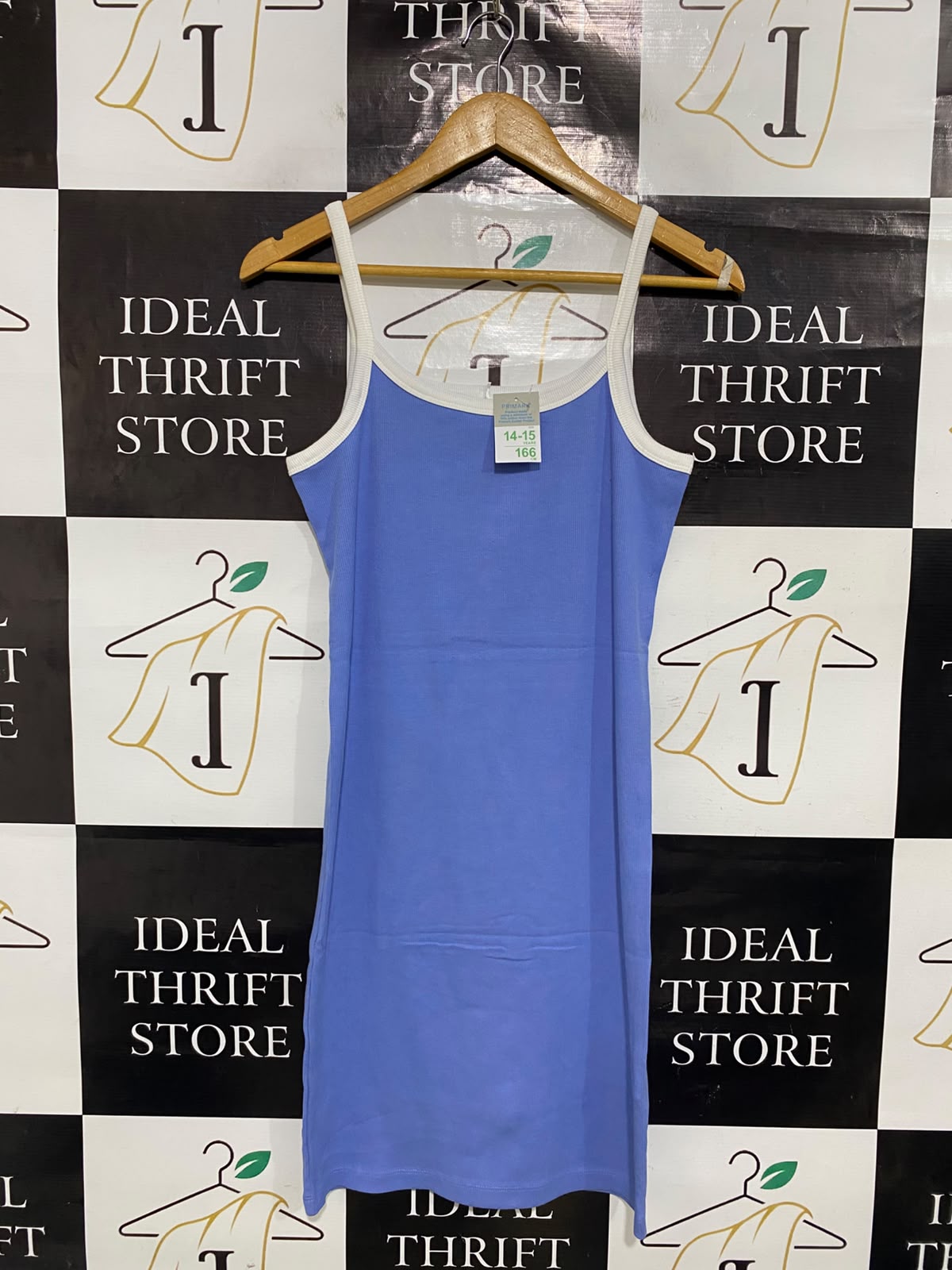PRIMARK |XS| BUST 16| A51| BLUE-AND-WHITE CONTRAST-TRIM TECHNICAL UTILITY CAMI DRESS