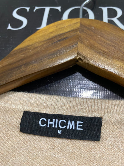 CHICME |M| BUST 16| A51| BEIGE CABLE-KNIT HALF-ZIP TECHNICAL UTILITY SWEATER