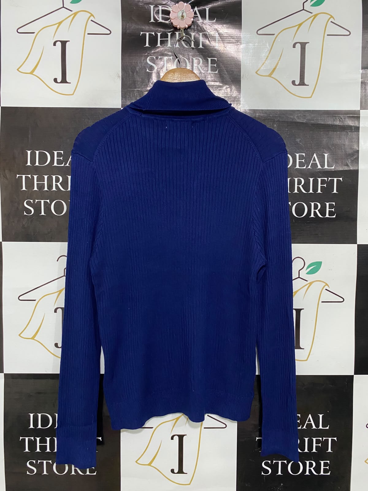 PRIMARK CARES| XL| BUST 18| A51| ROYAL BLUE RIBBED TURTLENECK TECHNICAL UTILITY SWEATER