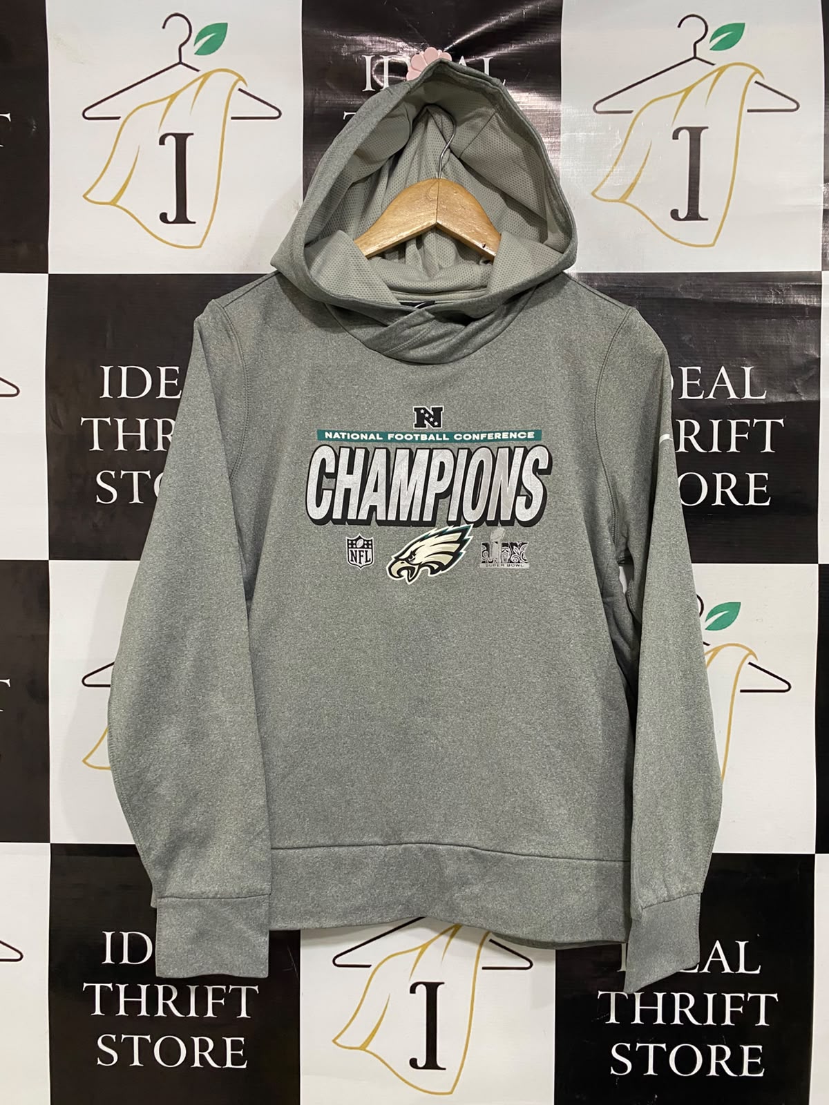 NIKE |L| BUST 22| A51| GREY NFC CHAMPIONS EAGLES TECHNICAL UTILITY HOODIE