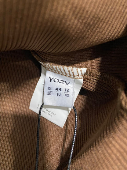 YOZY |XL| A51| BROWN RIBBED SCOOP-NECK BODYSUIT AND WIDE-LEG PANTS TECHNICAL UTILITY SET