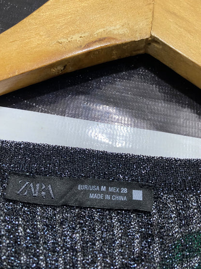ZARA |M| BUST 15| A51|  CHARCOAL SHIMMER BUTTON-UP TECHNICAL UTILITY CARDIGAN