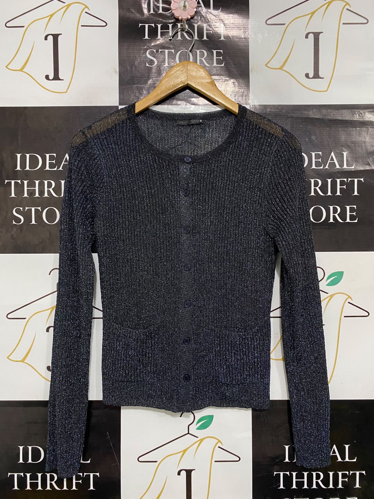 ZARA |M| BUST 15| A51|  CHARCOAL SHIMMER BUTTON-UP TECHNICAL UTILITY CARDIGAN