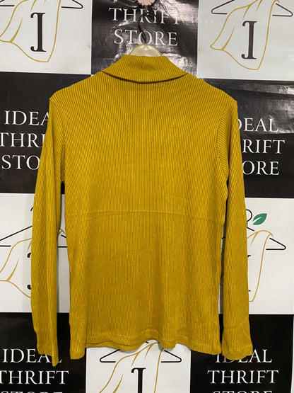 GEORGE |M| BUST 18| A51| MUSTARD YELLOW RIBBED TURTLENECK TECHNICAL UTILITY SWEATER