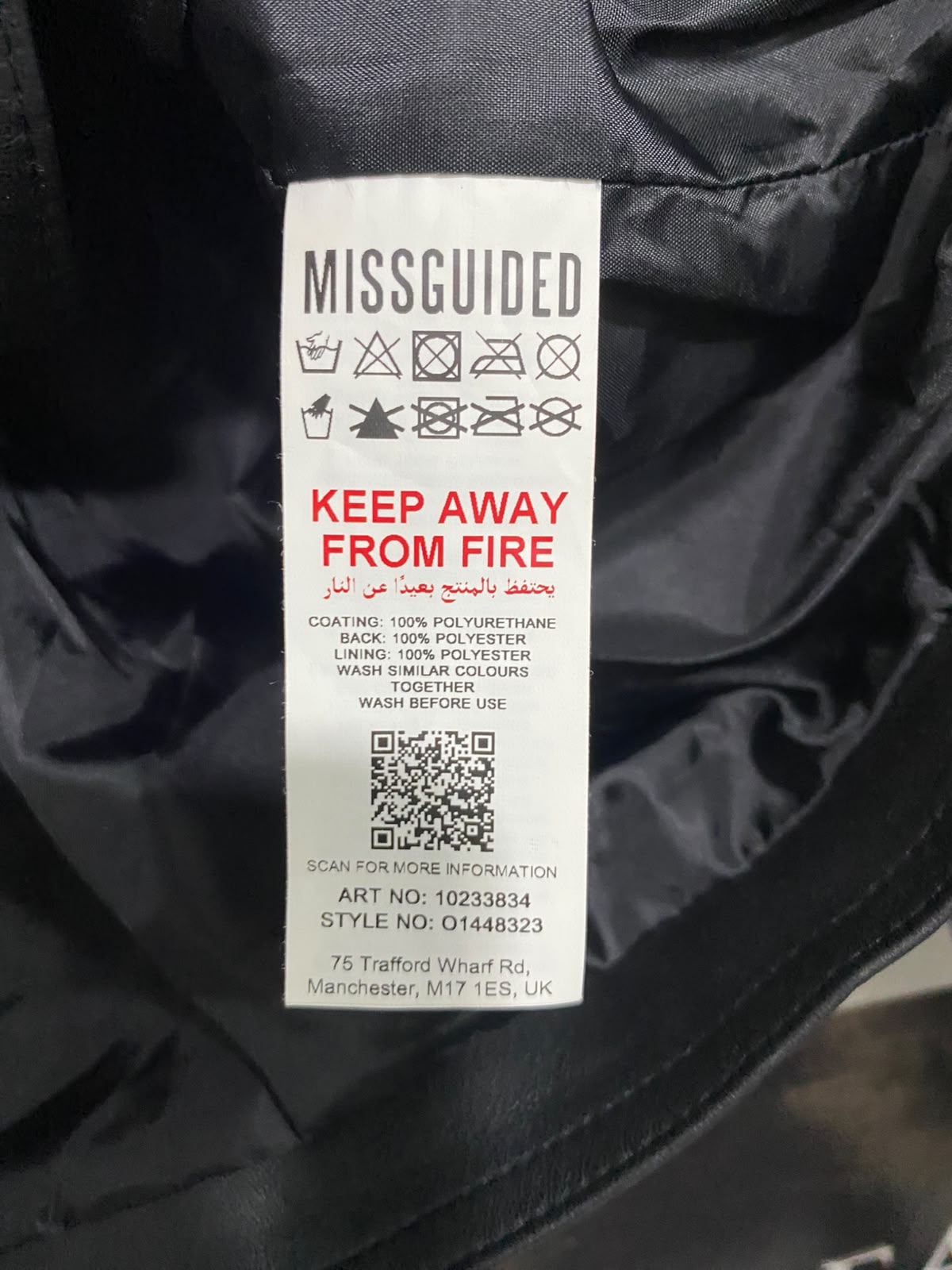 MISSGUIDED |M| BUST 20| A51| BLACK FAUX-LEATHER BIKER TECHNICAL UTILITY JACKET