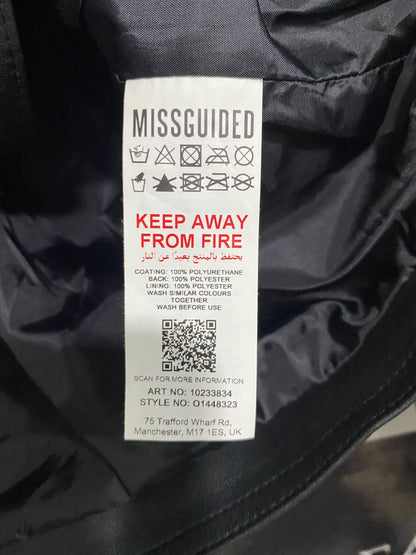 MISSGUIDED |M| BUST 20| A51| BLACK FAUX-LEATHER BIKER TECHNICAL UTILITY JACKET