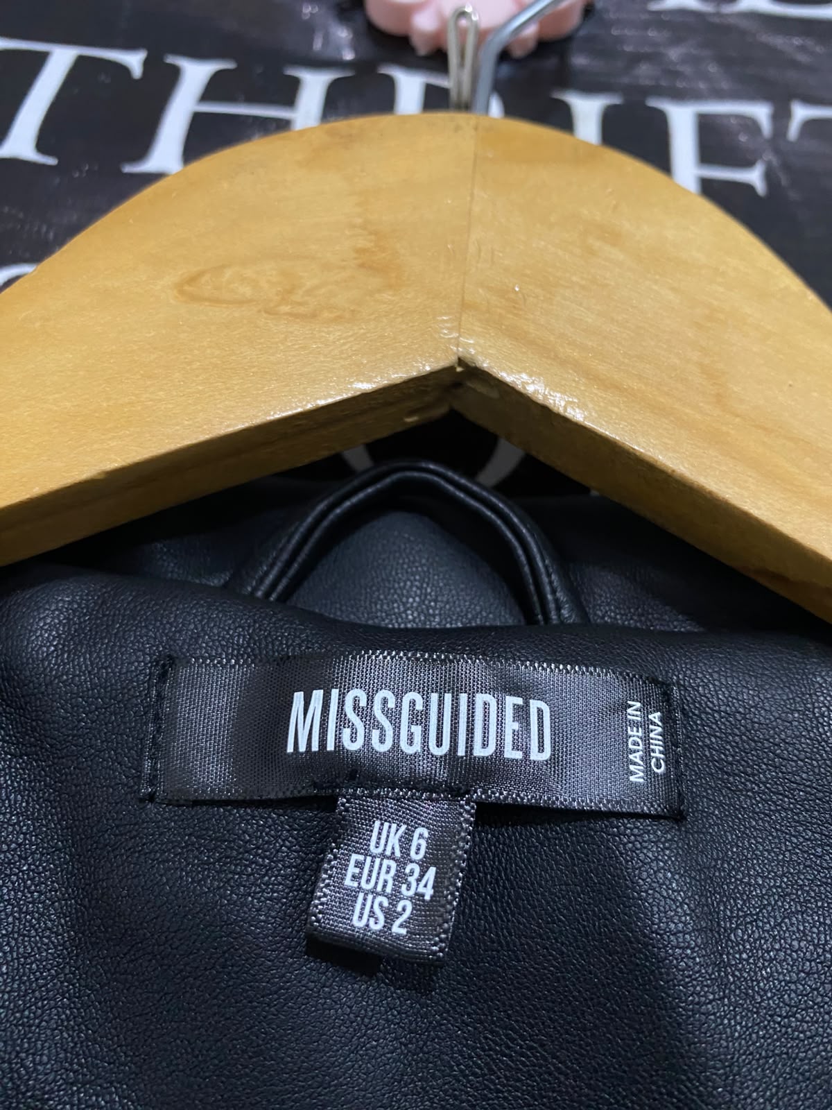 MISSGUIDED |M| BUST 20| A51| BLACK FAUX-LEATHER BIKER TECHNICAL UTILITY JACKET