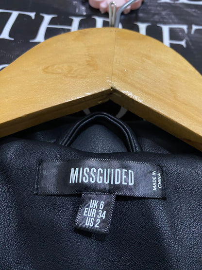 MISSGUIDED |M| BUST 20| A51| BLACK FAUX-LEATHER BIKER TECHNICAL UTILITY JACKET