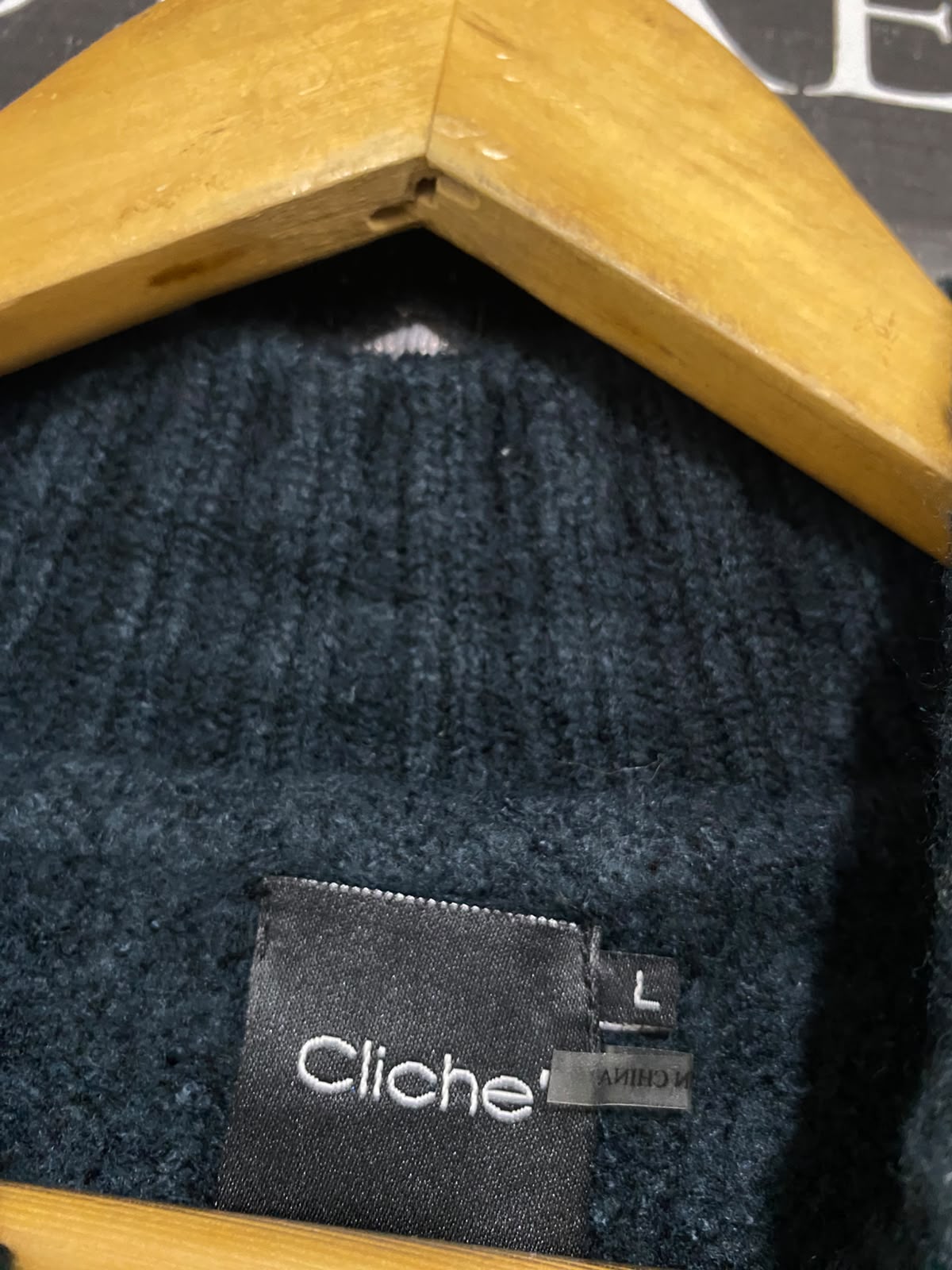 CLICHE |L| BUST 22| A51| BLACK FLORAL EMBROIDERED MOCK-NECK TECHNICAL UTILITY SWEATER