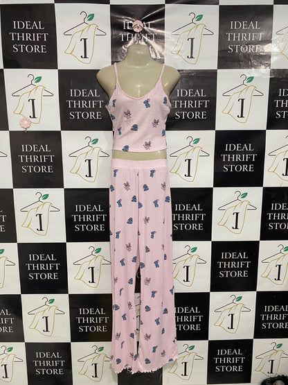 DISNEP |S| A51| PINK STITCH PRINT TANK-AND-PANTS TECHNICAL UTILITY LOUNGE SET