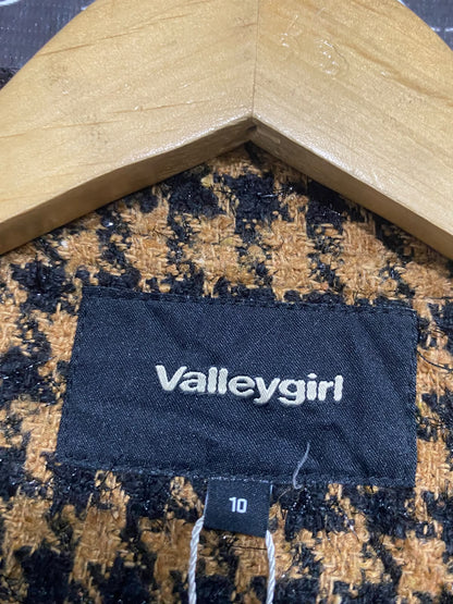 VALLEY GIRL |M| BUST 19| A51| BROWN AND BLACK HOUNDSTOOTH CROPPED TECHNICAL UTILITY BLAZER