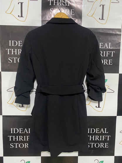 BOOHOO |M| BUST 17| A51| BLACK DOUBLE-BREASTED BELTED TECHNICAL UTILITY BLAZER DRESS