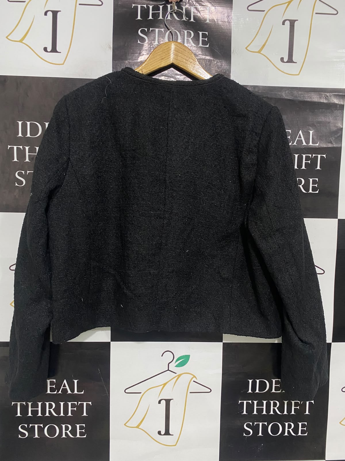 PRIMARK |L| BUST 23| A51| BLACK TEXTURED GOLD-BUTTON TECHNICAL UTILITY JACKET