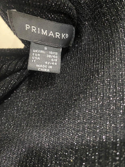 PRIMARK |S| BUST 15| A51| BLACK GLITTER ONE-SHOULDER TECHNICAL UTILITY BODYSUIT