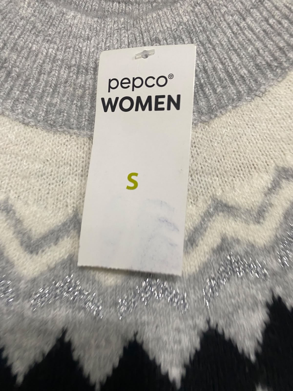 PEPCO WOMAN |S| BUST 19| A51| GREY NORDIC FAIR ISLE MOCK-NECK TECHNICAL UTILITY SWEATER