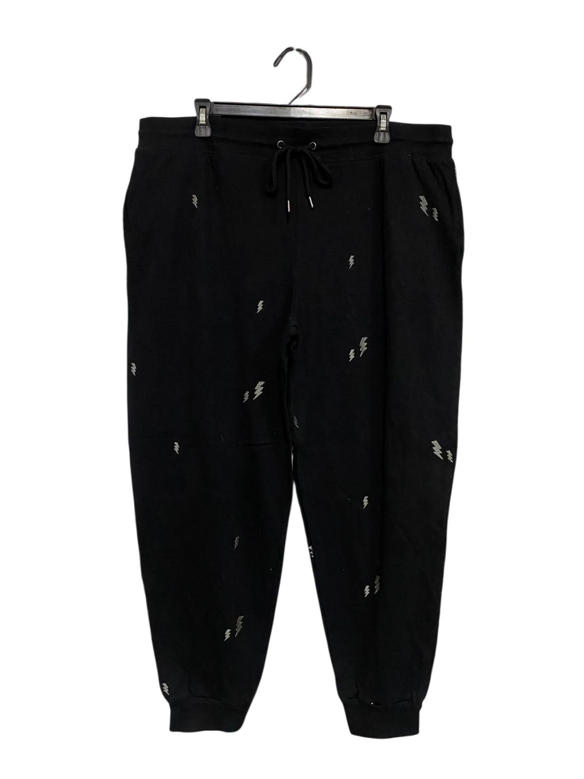 |XXL| WAIST 40| A52| BLACK LIGHTNING-BOLT EMBROIDERED DRAWSTRING TECHNICAL UTILITY JOGGERS