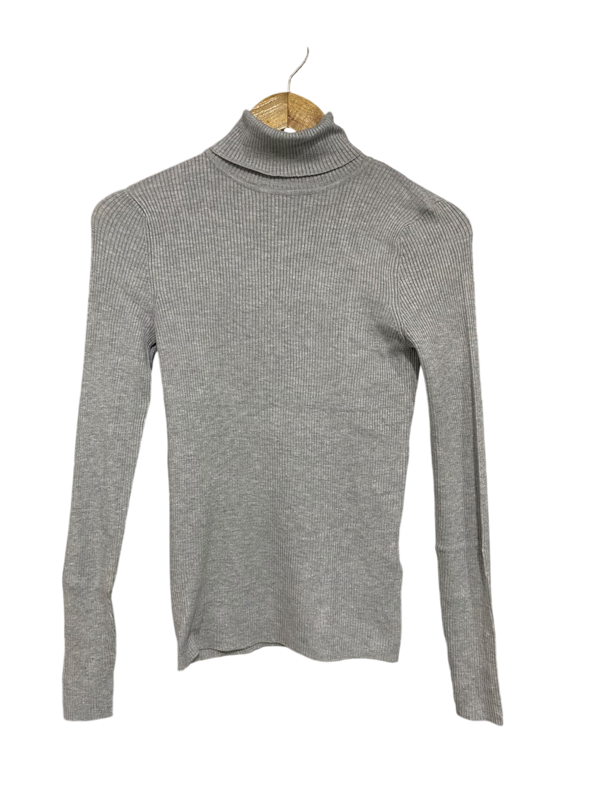 M&S |M| BUST 13| A52| GREY TURTLENECK LONG-SLEEVE RIBBED TECHNICAL UTILITY PULLOVER TOP