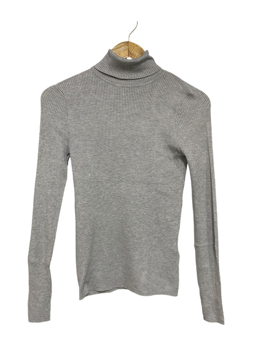 M&S |M| BUST 13| A52| GREY TURTLENECK LONG-SLEEVE RIBBED TECHNICAL UTILITY PULLOVER TOP