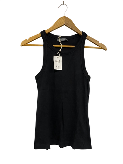 ESSENTIALS MO |L| BUST 14| A52| BLACK RIBBED CREW-NECK SLEEVELESS TECHNICAL UTILITY TANK TOP