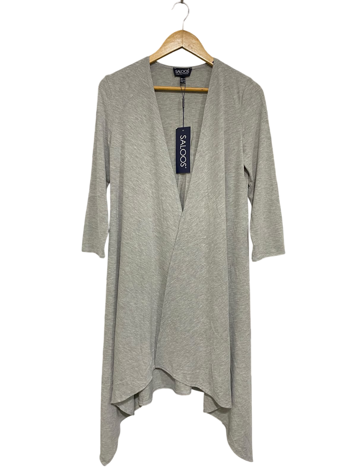 SALOOS |M| BUST 18| A52| GREY  OPEN-FRONT DRAPE-HEM TECHNICAL UTILITY CARDIGAN