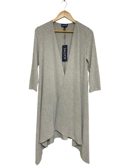 SALOOS |M| BUST 18| A52| GREY  OPEN-FRONT DRAPE-HEM TECHNICAL UTILITY CARDIGAN