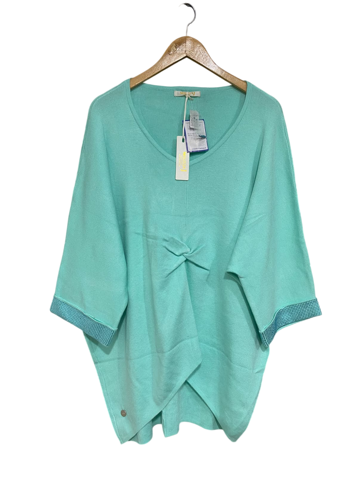 MALISSA |L| BUST 29| A52| MINT GREEN V-NECK TWIST-FRONT TECHNICAL UTILITY KNIT TOP