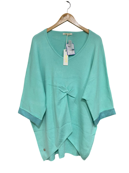MALISSA |L| BUST 29| A52| MINT GREEN V-NECK TWIST-FRONT TECHNICAL UTILITY KNIT TOP