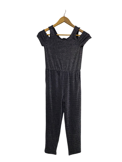 C & A |S| BUST 14| A52| CHARCOAL METALLIC COLD-SHOULDER TECHNICAL UTILITY JUMPSUIT