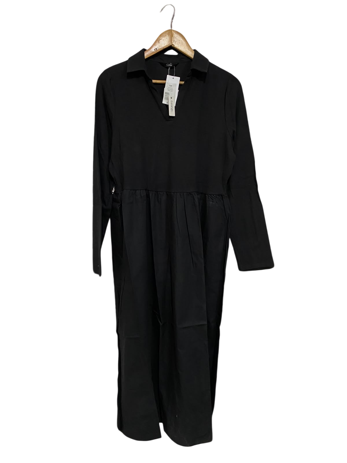 GEORGE |L| BUST 20| A53| BLACK GEORGE COLLARED TECHNICAL UTILITY MIDI DRESS