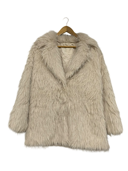 |S| BUST 23| A53| BEIGE SHAGGY FAUX-FUR WIDE-LAPEL TECHNICAL UTILITY COAT