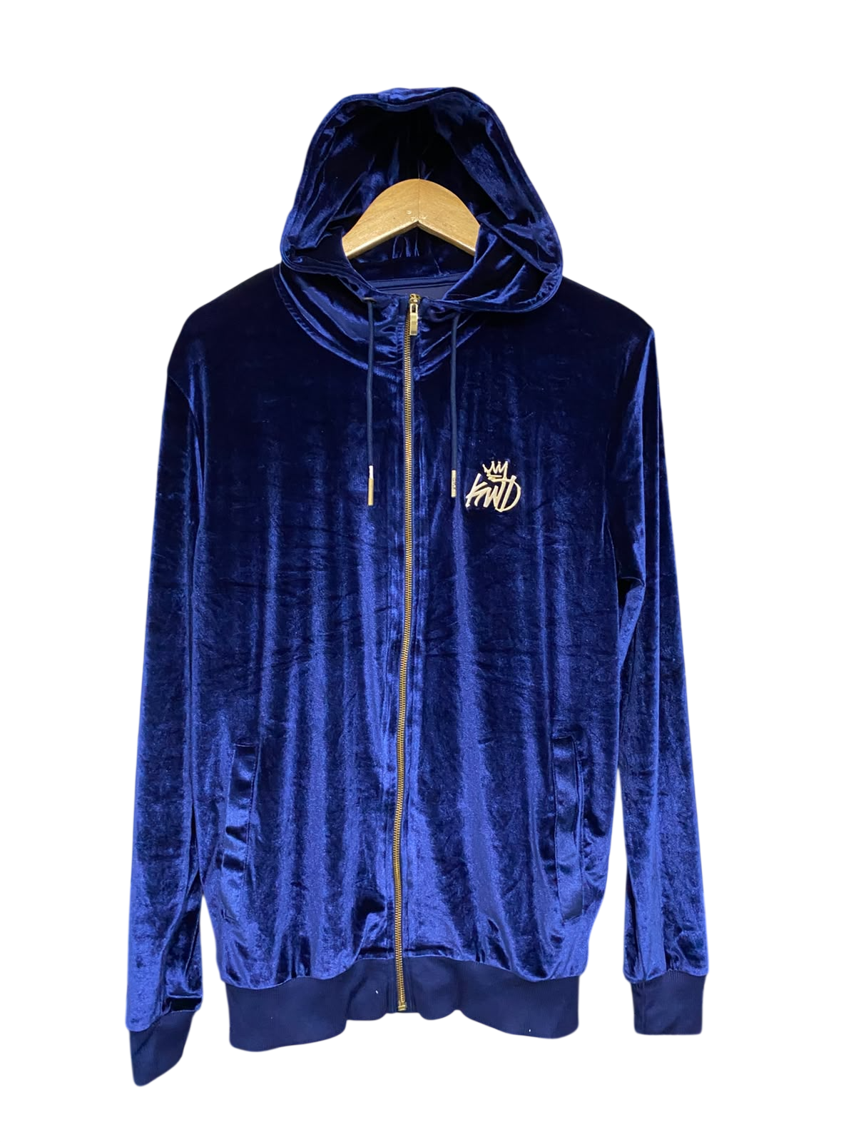 KINGS WILL DREAM |M| BUST 21| A53| ROYAL BLUE KWD VELOUR FULL-ZIP TECHNICAL UTILITY HOODIE
