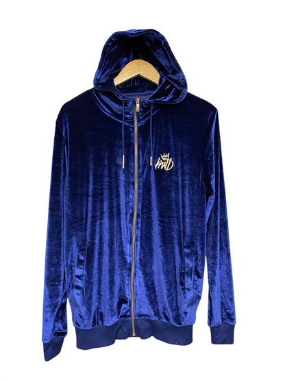 KINGS WILL DREAM |M| BUST 21| A53| ROYAL BLUE KWD VELOUR FULL-ZIP TECHNICAL UTILITY HOODIE