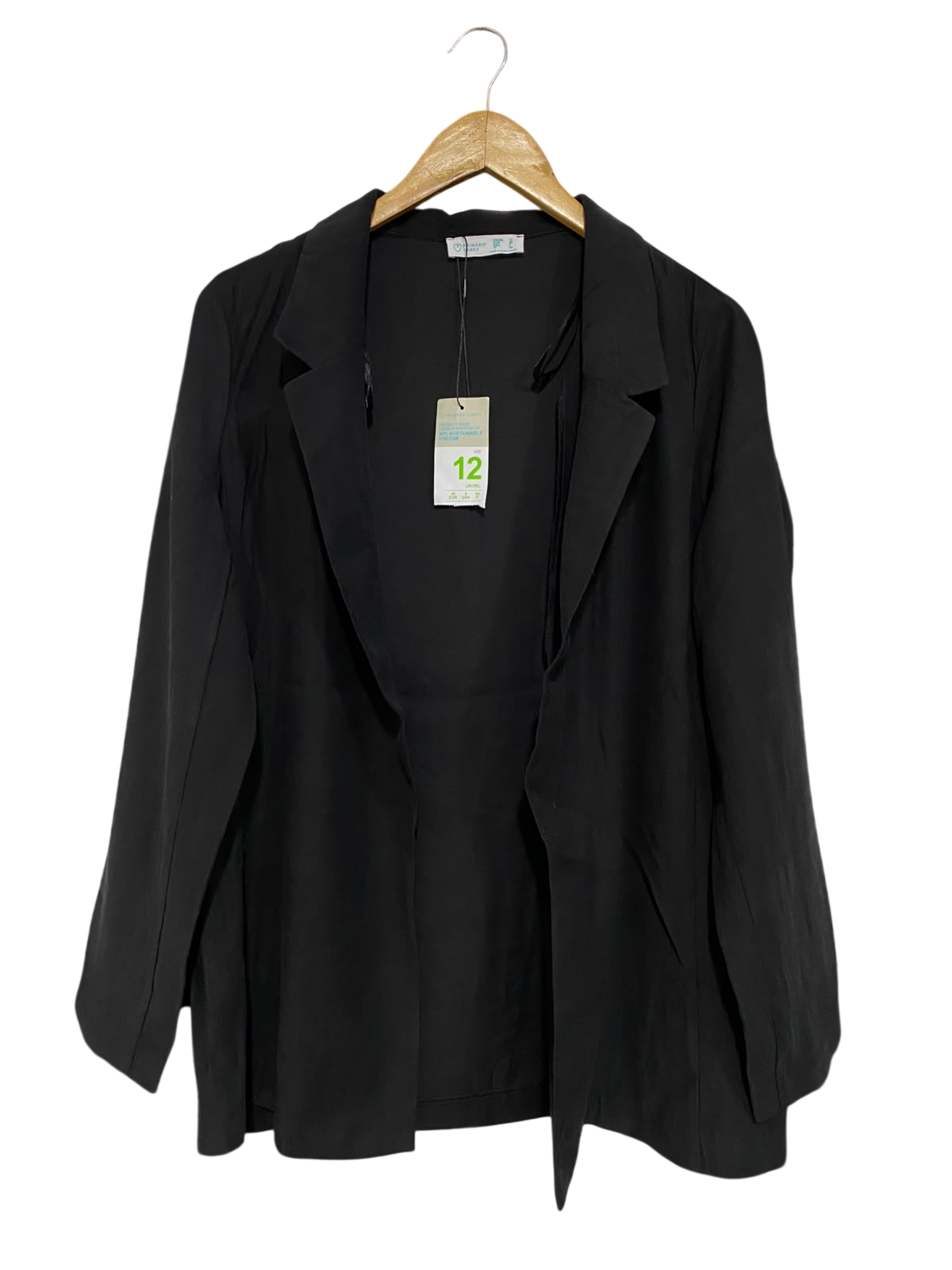 PRIMARK CARES |M| BUST 21| A53| BLACK NOTCH-LAPEL OPEN-FRONT TECHNICAL UTILITY BLAZER