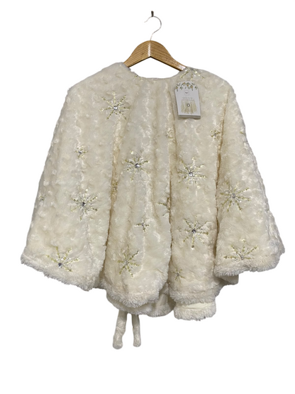 PIER 1 IMPORTS |M| BUST FREE | A53| IVORY FAUX-FUR EMBROIDERED ILLUMINATED TECHNICAL UTILITY CAPE