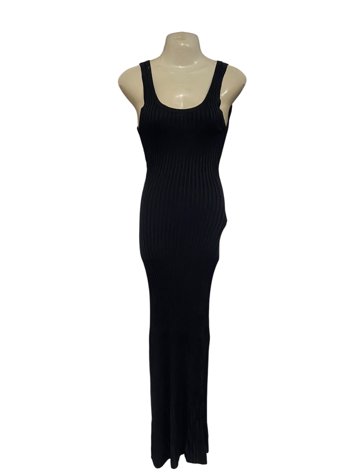 DAZIE |S| BUST 15| A53| BLACK RIBBED SCOOP-NECK TECHNICAL UTILITY MIDI DRESS