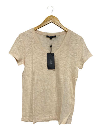 CABLE |S| BUST 18| A53| BEIGE CABLE V-NECK TECHNICAL UTILITY T-SHIRT