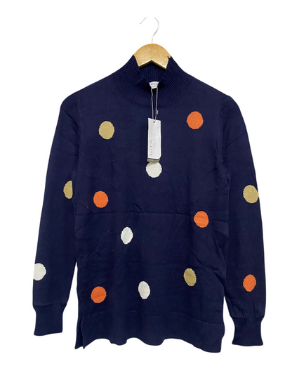 W LANE |XS| BUST 17| A53| POLKA-DOT MOCK-NECK TECHNICAL UTILITY SWEATER