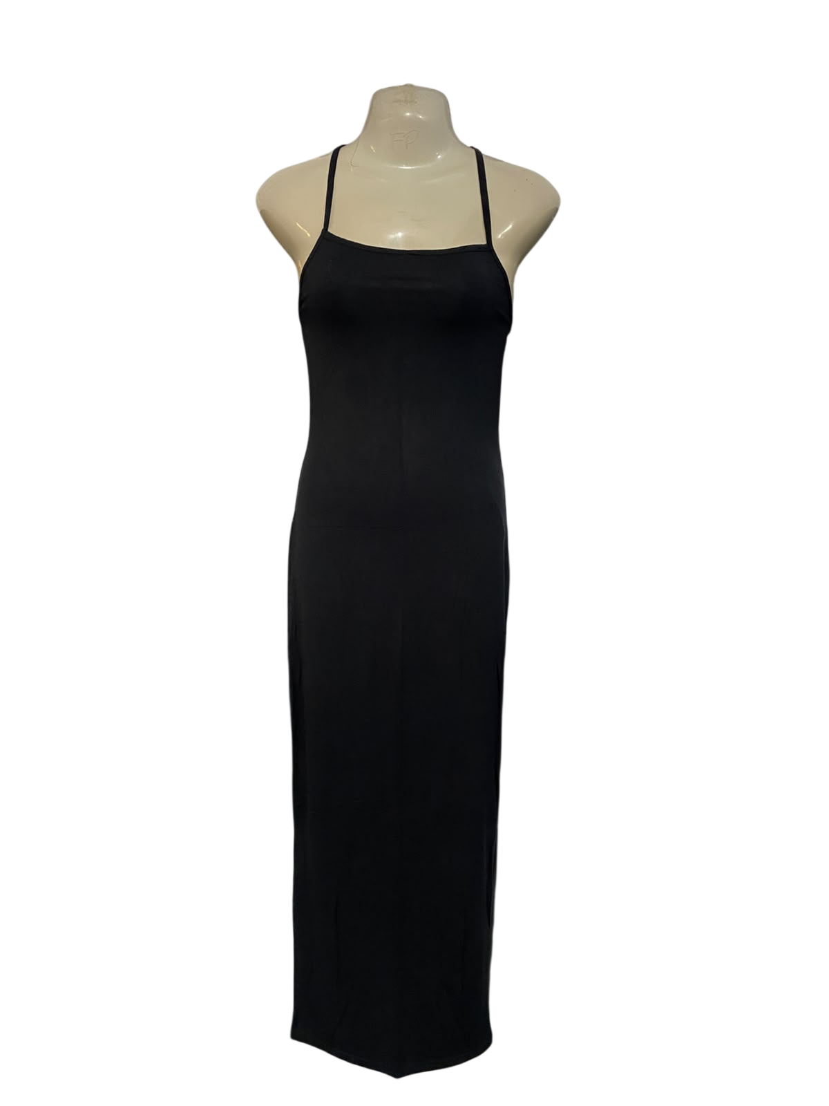 SHEIN |XS| BUST 15| A53| BLACK SLEEVELESS SPAGHETTI-STRAP TECHNICAL UTILITY MAXI DRESS