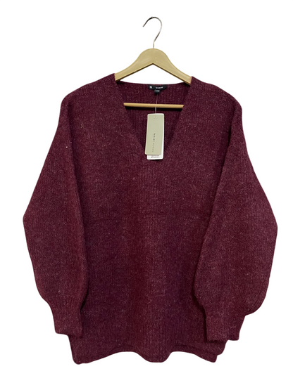 TARGET WOMAN |XS| BUST 20| A53| BURGUNDY MARLED V-NECK TARGET WOMAN TECHNICAL UTILITY SWEATER