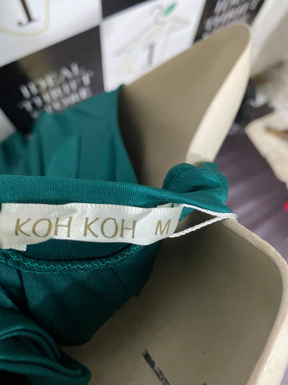 KOH KOH |M| BUST 18| A53| EMERALD GREEN SLEEVELESS TECHNICAL UTILITY MAXI DRESS