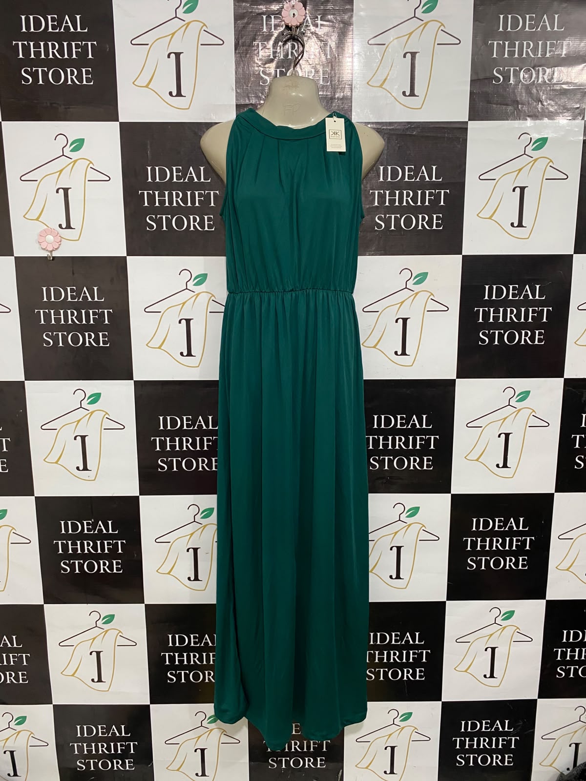 KOH KOH |M| BUST 18| A53| EMERALD GREEN SLEEVELESS TECHNICAL UTILITY MAXI DRESS